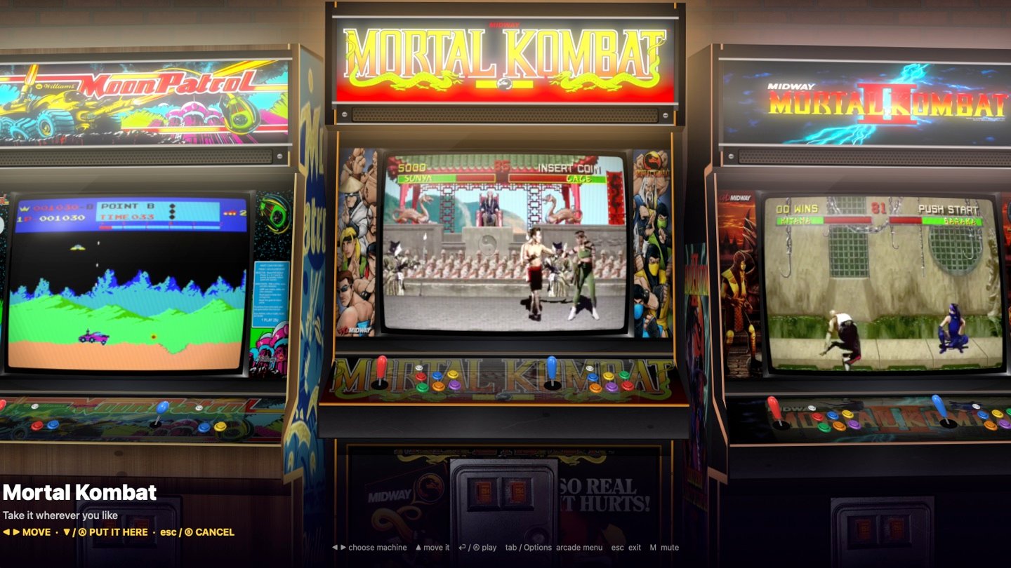 Mortal Kombat lifted off the floor and carried along the row