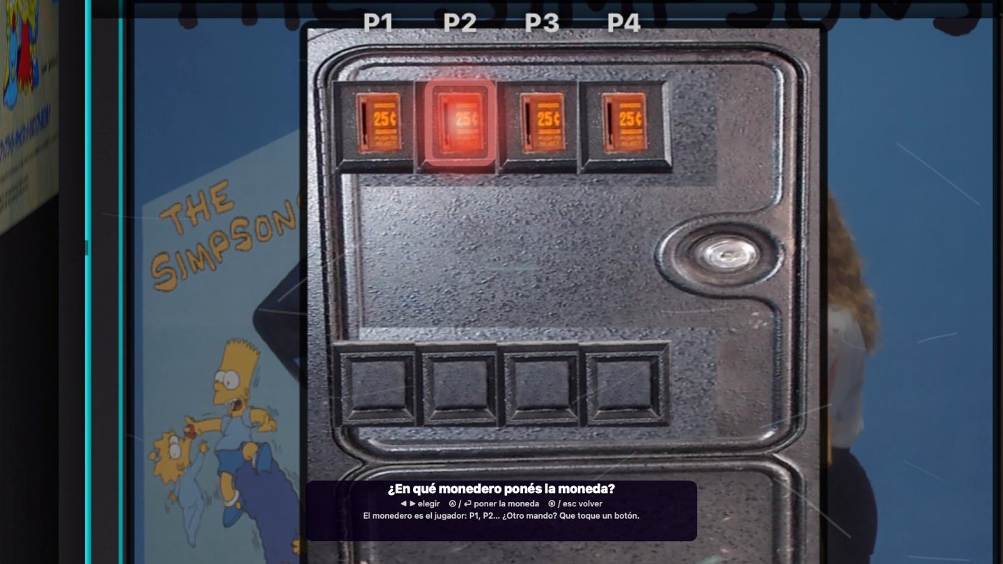 La puerta de monedas real de The Simpsons, con cuatro entradas de 25¢, P1 a P4