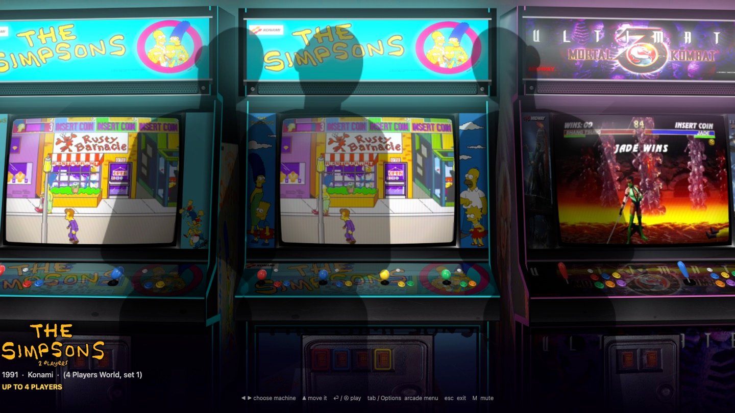 Friends playing The Simpsons in your hall: their figures stand at the cabinet and their name tags float over it